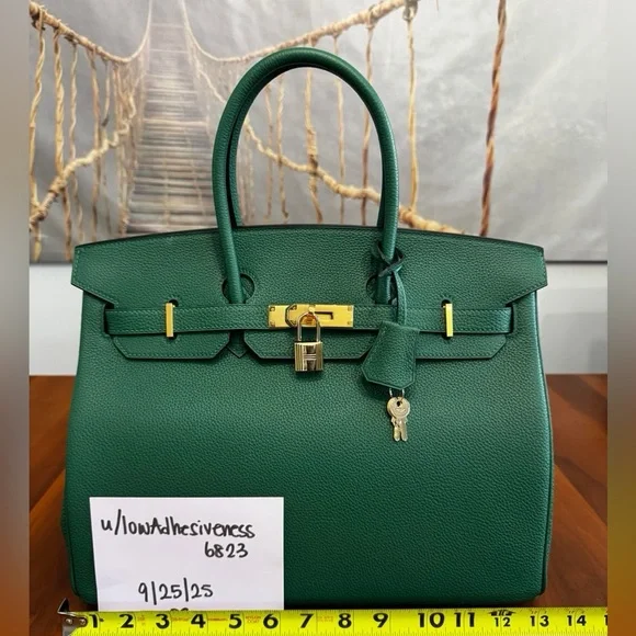 H birkin B35 custom bamboo green TOGO leather GHW gold hardware box dustbag NWOT - Picture 5 of 17